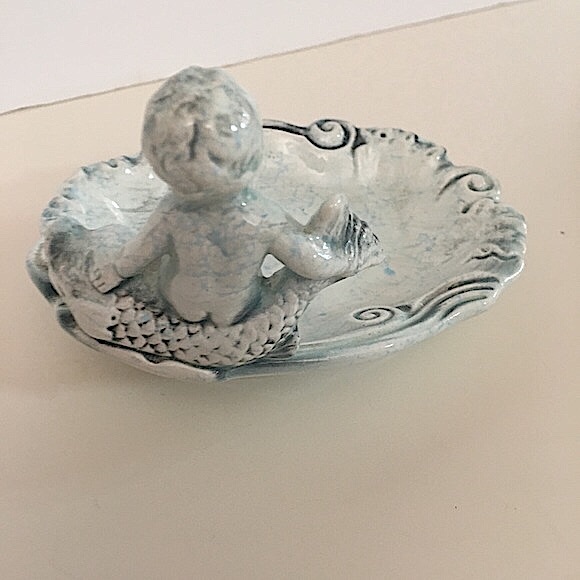 VTG Porcelain Baby and GoldfishTrinket /Soap Dish - Picture 4 of 15